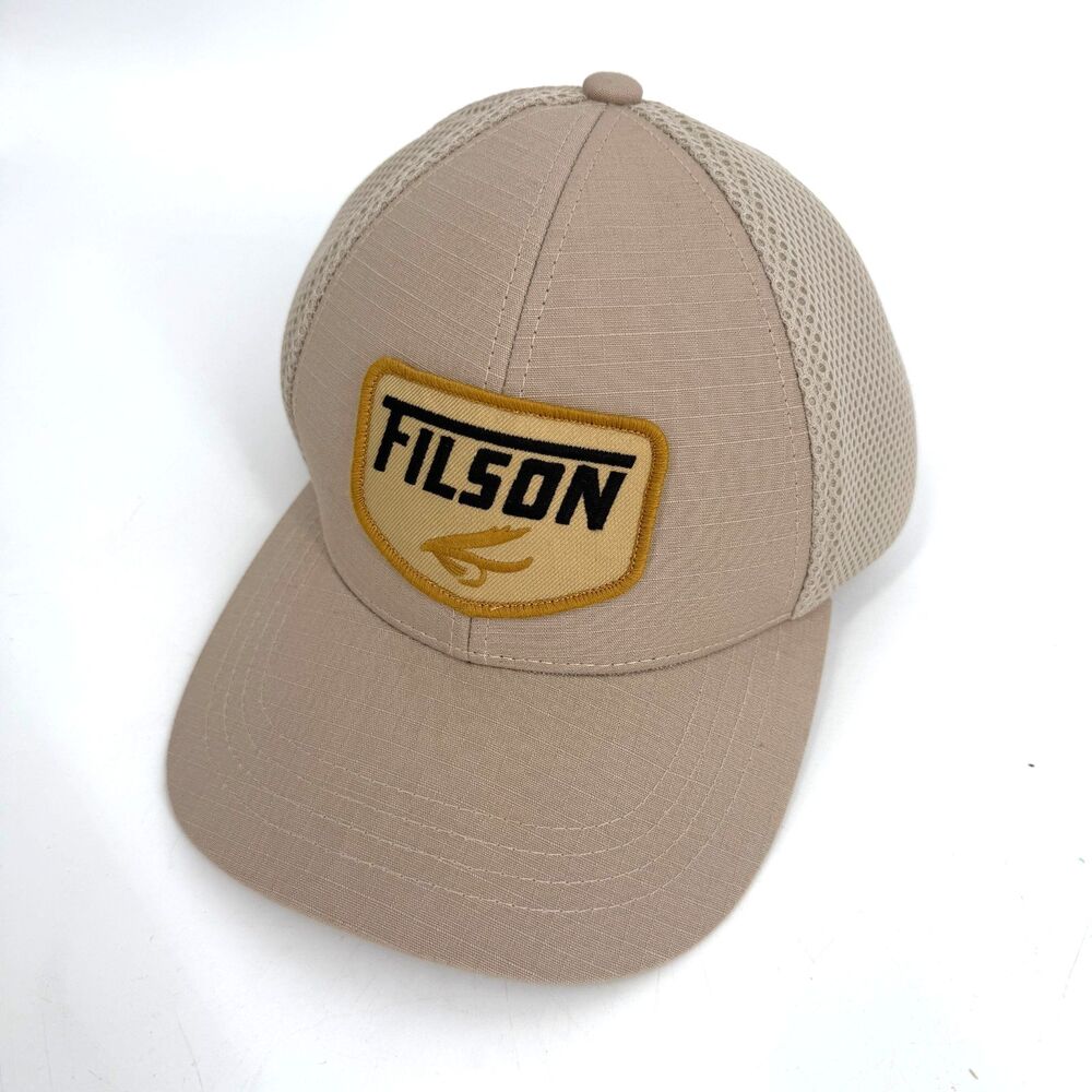 FILSON Logger Snapback Mesh Cap Dark Tan Brown Fly Fishing Outdoor Gorpcore